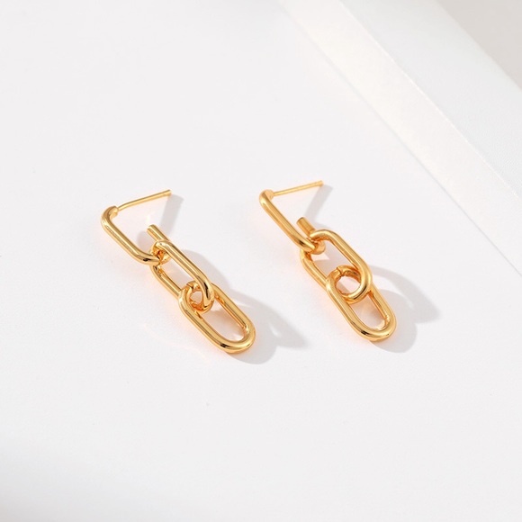 Gold link chains earrings - Picture 3 of 7